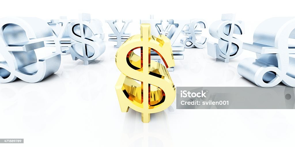 Money concept currency symbols on white background Contract For Difference Stock Photo