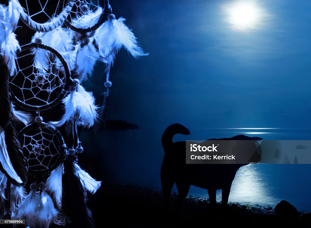 Cultura Indiana-Caça-sonhos com lobo - Foto de stock de Espiritualidade royalty-free