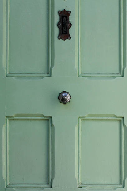 istock Light Green Door with iron black ornaments 471891938