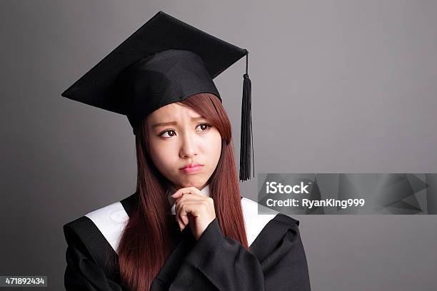 Graduate Student Woman Think Stock Photo - Download Image Now - 2015, Adult, Asia