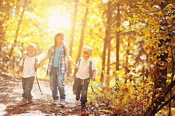 istock Kids hiking in autumn 471892479