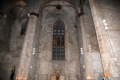 Inside the Santa Maria del Mar, Barcelona, Spain