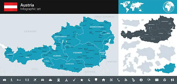 Vector illustration of Austria - Infographic map - illustration