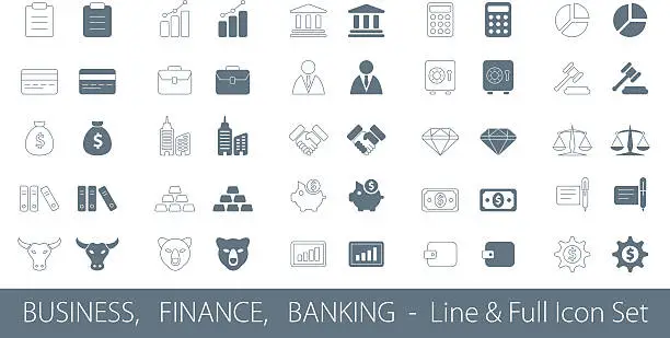 Vector illustration of Business and Finance - Line and Fill Icon Set
