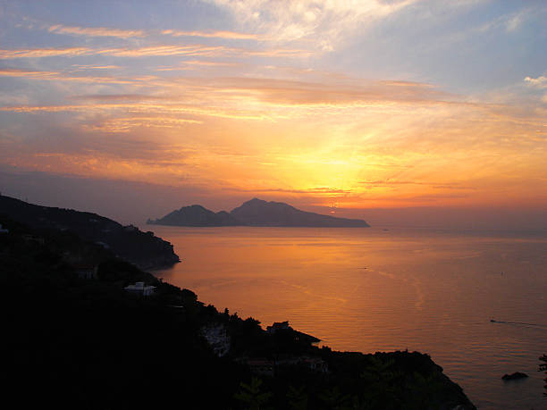 View from Amalfi Coast of Ischia and Procida, Italy