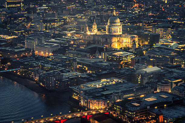 istock St. paul cathedral and river thames aerial view on night 471894895