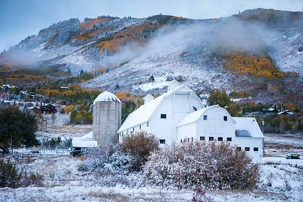 Park City Scheune in der ersten Schnee – Foto