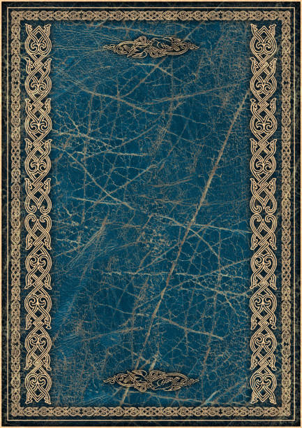 istock High Resolution Blue Animal-skin Parchment with Arabesque Gilded Decorative Pattern 471895907