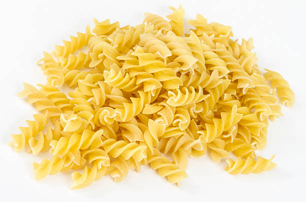 istock portion of Rotini corkscrew pasta isolated on white. 471895977