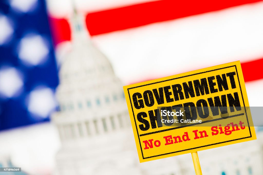 미국 정부폐쇄 - 로열티 프리 문닫음 표시 스톡 사진