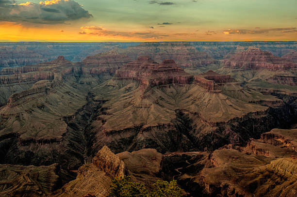 Southern Rim of the Grand Canyon at Sunset stock photo