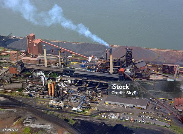 Steel Factory Aerial Stock Photo - Download Image Now - Hamilton - Ontario, Steel Mill, Above