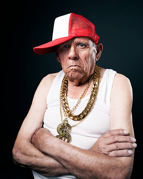 Old School grandfather Senior man with a cap, pimp hat stock pictures, royalty-free photos & images