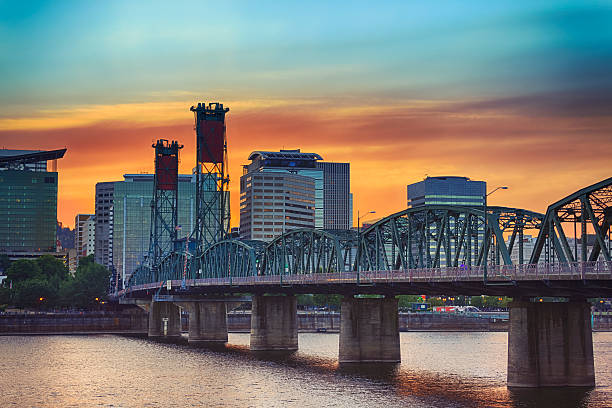 Skyline of Portland by night.