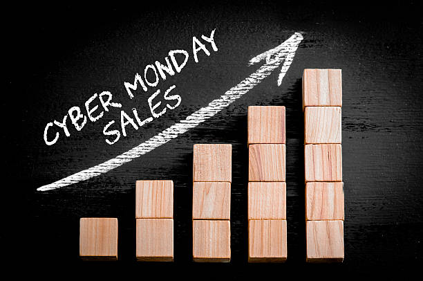 istock Words Cyber Monday Sales on ascending arrow above bar graph 471900628