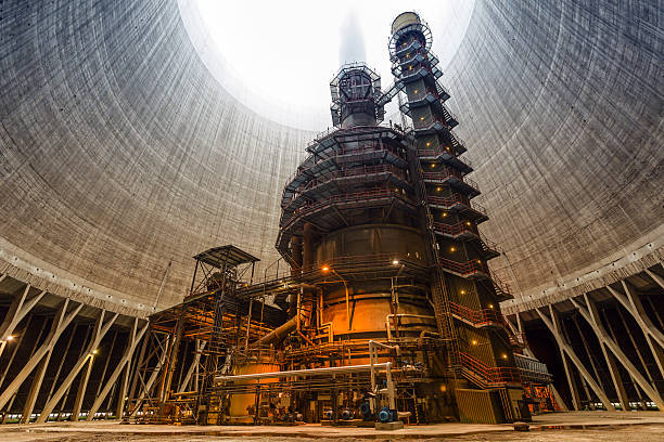 istock Shot from ground of thermal power plant interior 471901820