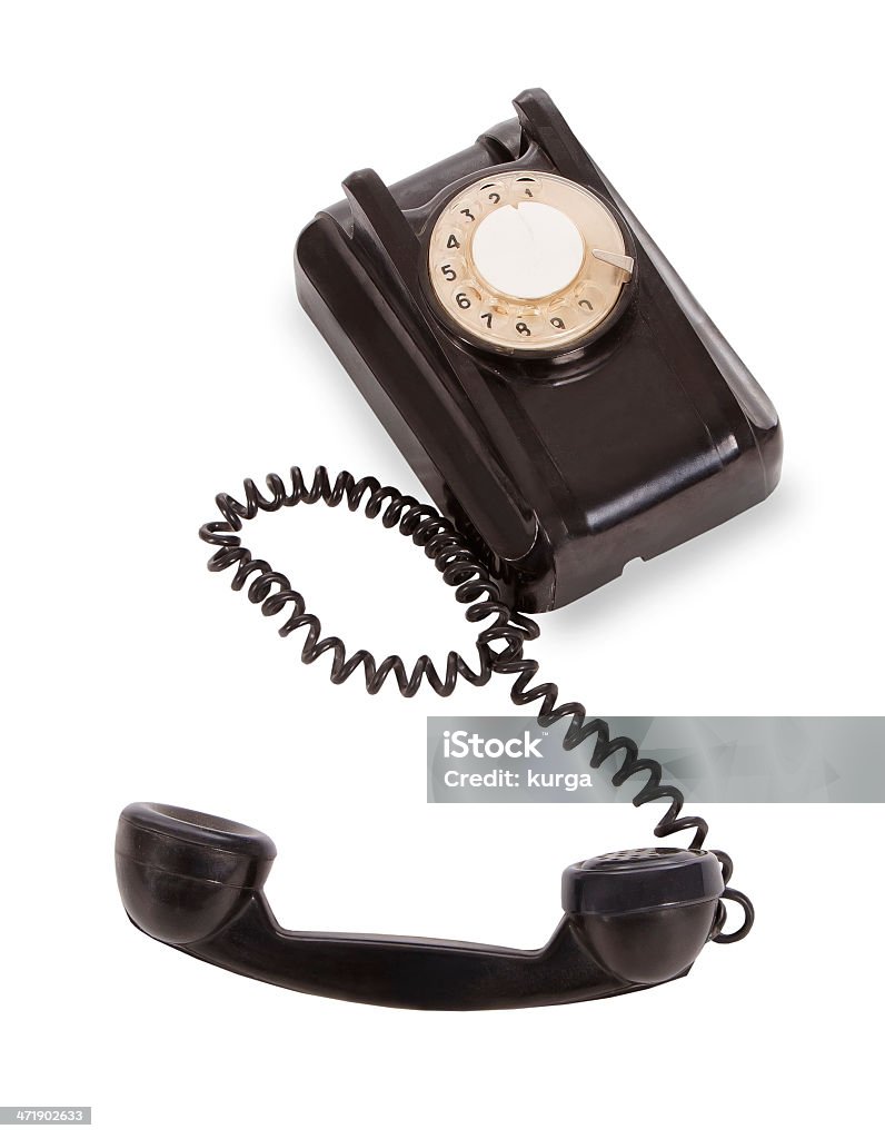Old black telephobe aislado sobre fondo blanco - Foto de stock de Agente de servicio al cliente libre de derechos