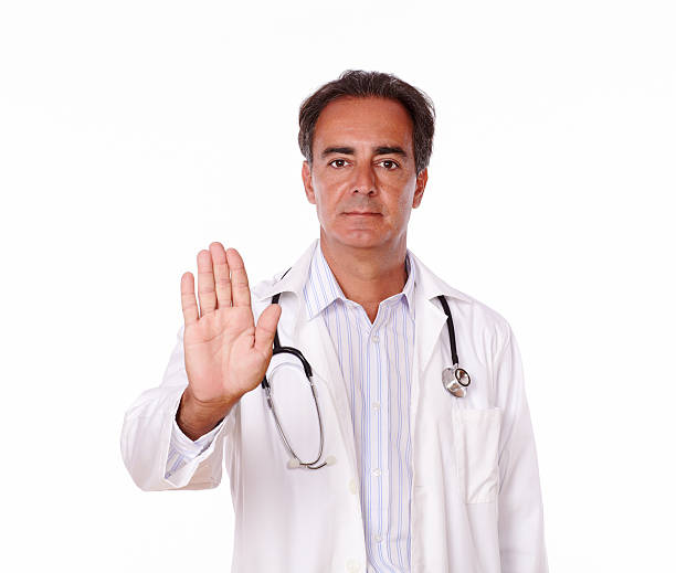 istock Adult hispanic doctor with high gesture 471902733