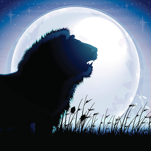 istock The Lion silhouette safari against blue moon 471904602