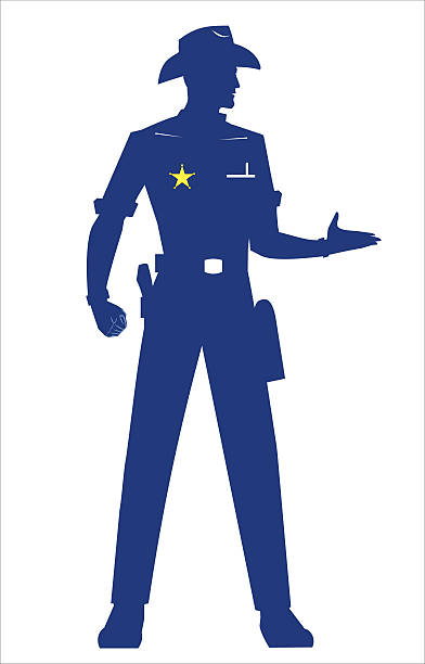 sheriff. standing sheriff. standing cowboy vector art illustration