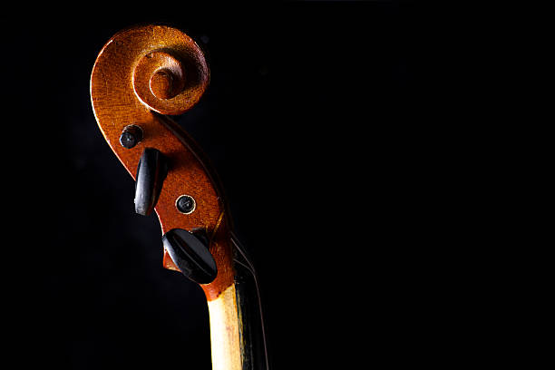 istock Close up of a violin isolated on black 471905302