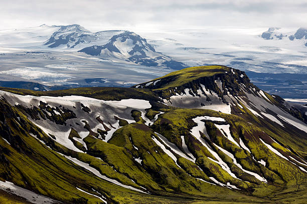 Mountains on the Laugavegur Trail in the Landmannalaugar region of Iceland.