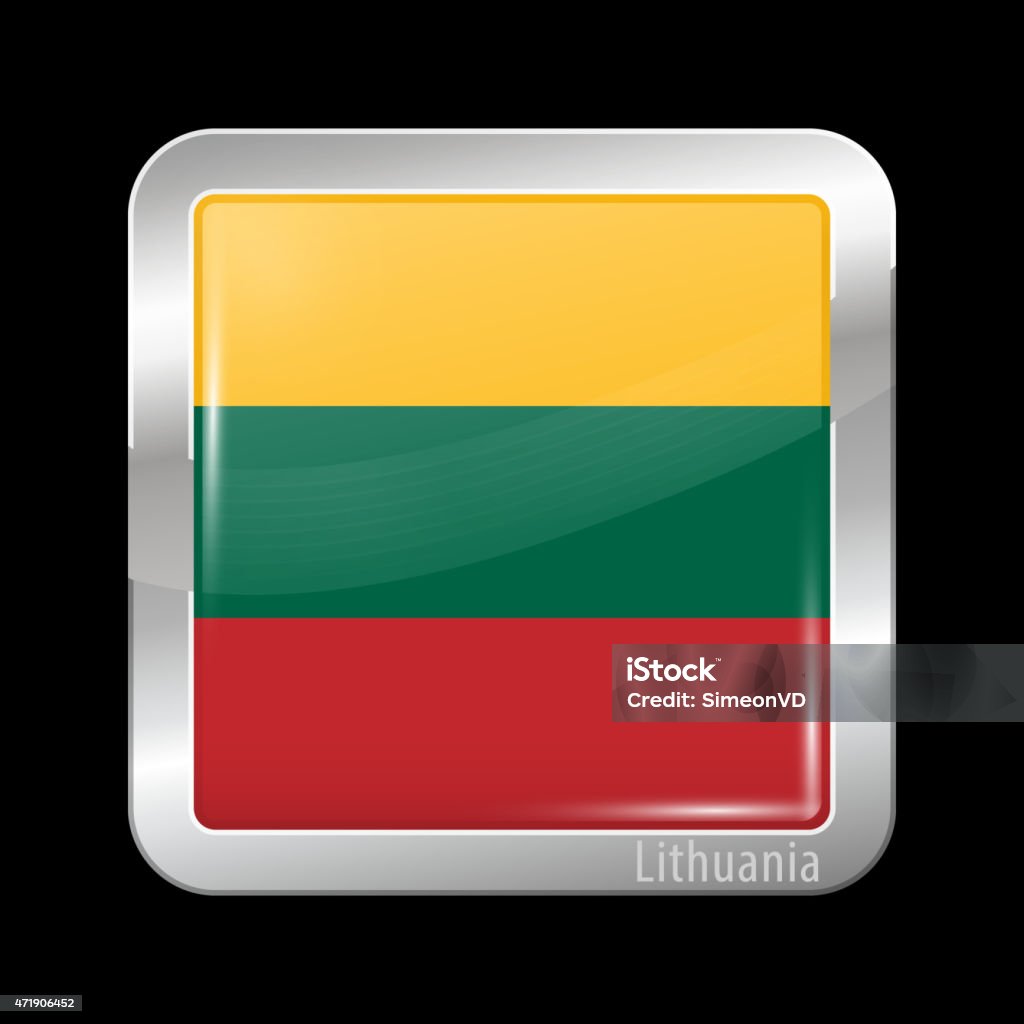 Bandeira da Lituânia.   Ícones de Metal - Vetor de 2015 royalty-free