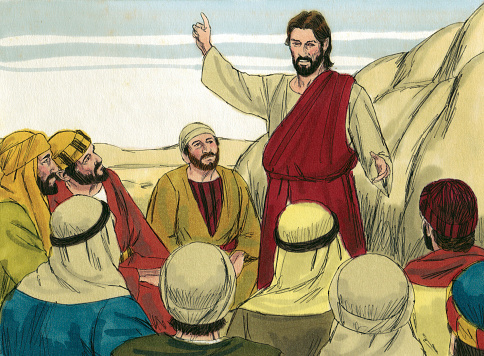 Jesús habla a los seguidores photo