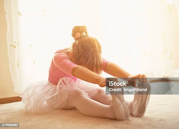 Little Ballerina Practicing At Home Stock Photo - Download Image Now - Back Lit, Ballet, Ballet Dancer