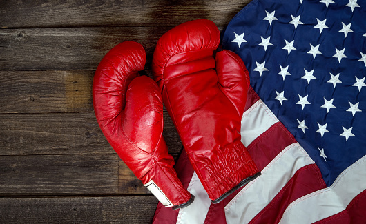 Boxing gloves and American flag with room for your type.