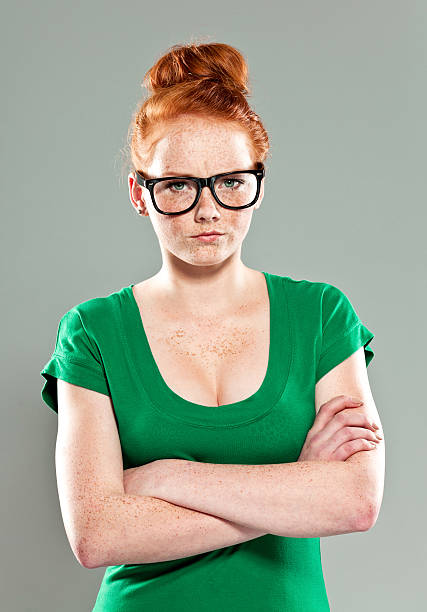 noia - vertical caucasian glasses red hair foto e immagini stock