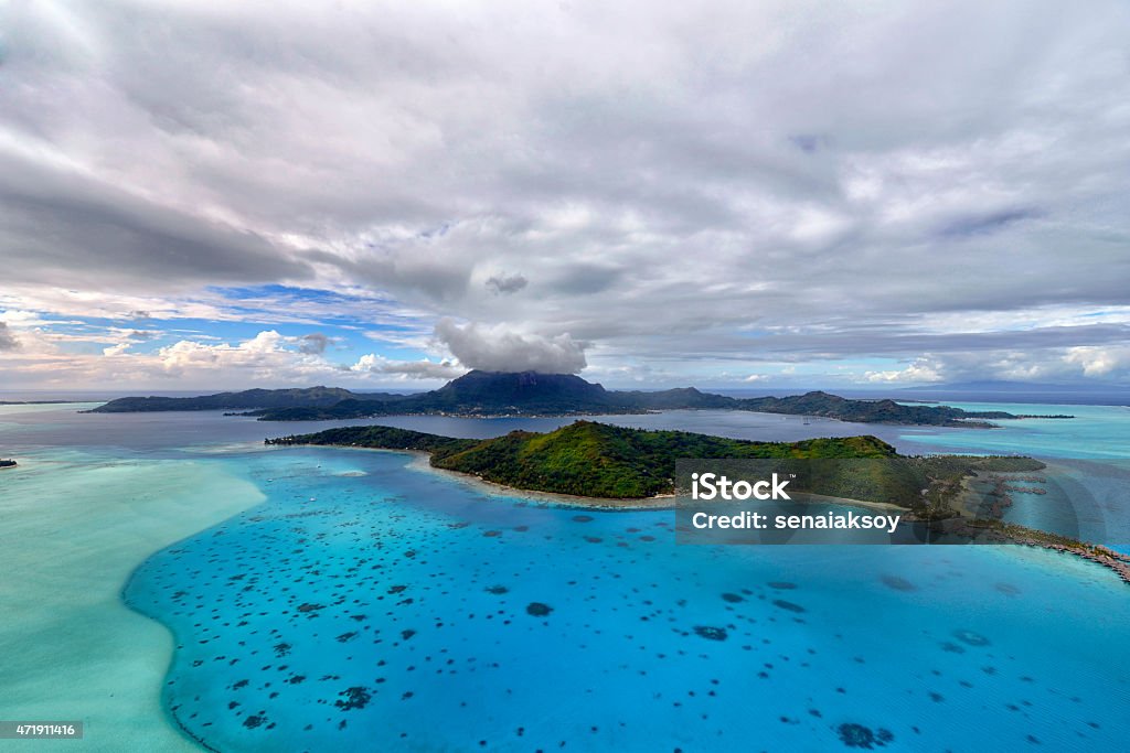 Aerial view on Bora Bora Tropical island at Bora bora - aerial view Polynesia Stock Photo