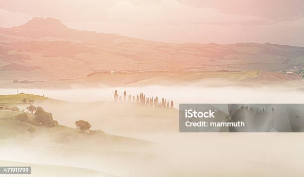 Nebbia Mattina In Toscana - Fotografie stock e altre immagini di Ambientazione esterna - Ambientazione esterna, Ambientazione tranquilla, Campo