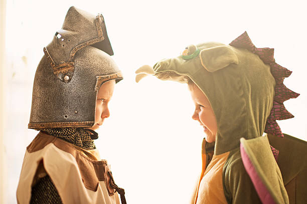 Mortal enemies - knight and dragon.