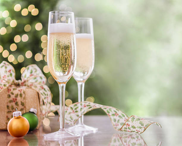 Champagne on Christmas stock photo