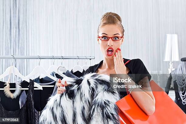 Woman During Shopping Stock Photo - Download Image Now - Coathanger, Dress, Glamour