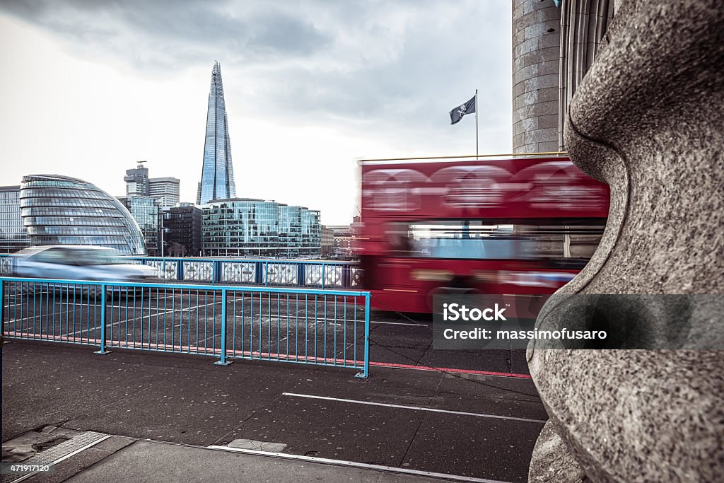 Bus on Tower Bridge, London, England 2015 Stock Photo