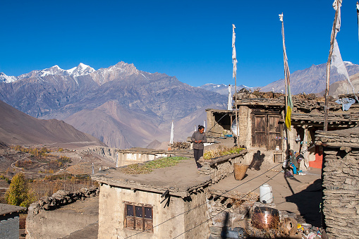 Jharkot, Nepal - November 4, 2013: Nepalese in the ethnographic sense did not exist in the past as a tribe. The ethnogenesis of modern Nepalese biggest role played three groups of people: Newar people, Khasa and Gurkhas. The name \
