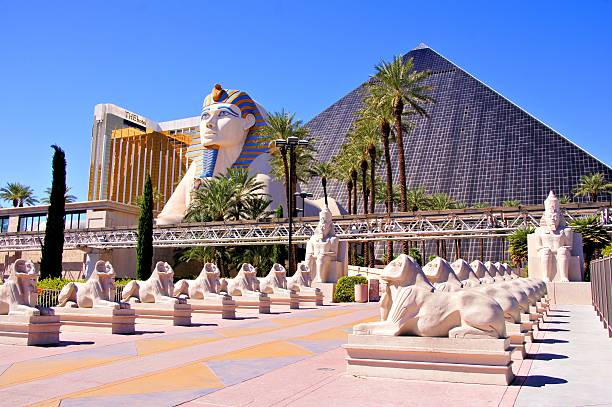 Luxor Hotel and Casino Las Vegas, Nevada, United States - Sept 28, 2013: Luxor Hotel and Casino in Las Vegas, Nevada as seen on Sept 28, 2013. The Fountains of Bellagio is a, choreographed water feature with performances set to music and performed daily.  las vegas metropolitan area luxor luxor hotel pyramid stock pictures, royalty-free photos & images