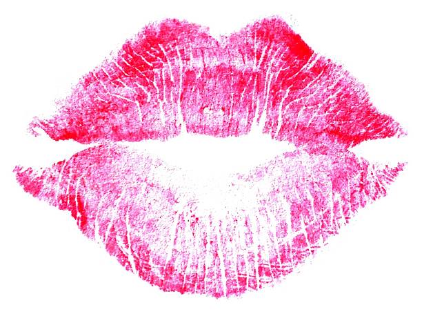 kissy lippen lippenstift-kuss-aufdruck - roter lippenstift stock-fotos und bilder