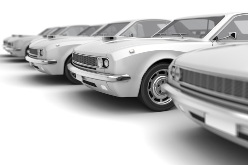 3D illustration of muscle cars.