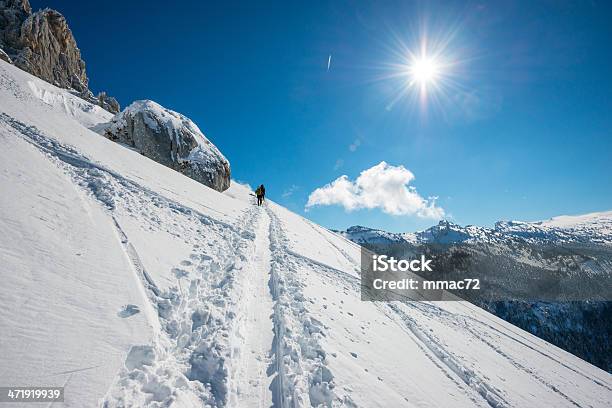 Photo libre de droit de Paysage De Montagne Avec Les Alpinistes banque d'images et plus d'images libres de droit de La Meije - La Meije, Alpes européennes, Glacier - Glace