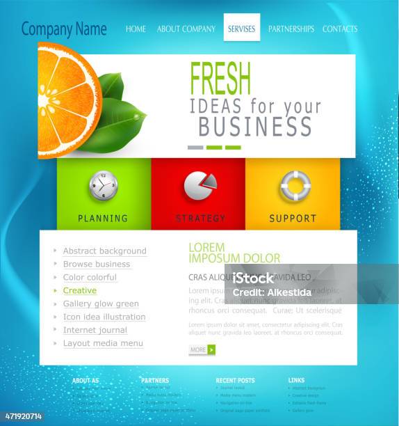 Vector Template Business Website Stock Illustration - Download Image Now - .com, 2015, Abstract