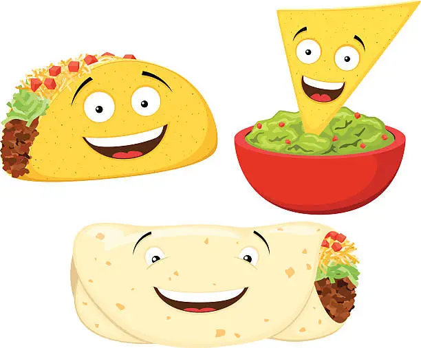 Vector illustration of Happy Mexican Food