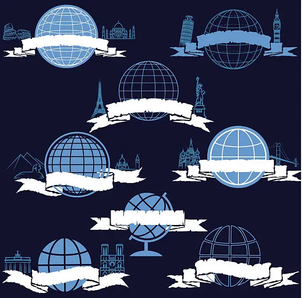 Vector illustration of Illustration of eight customizable travel banners