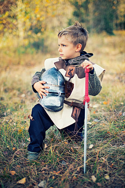 istock Little knight focusing before the battle 471921977