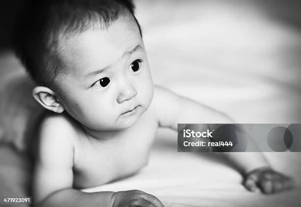 Foto de Asiática Sorriso Bonito Bebê Rosto Closeup e mais fotos de stock de 0-11 meses - 0-11 meses, 2-5 meses, 6-11 meses