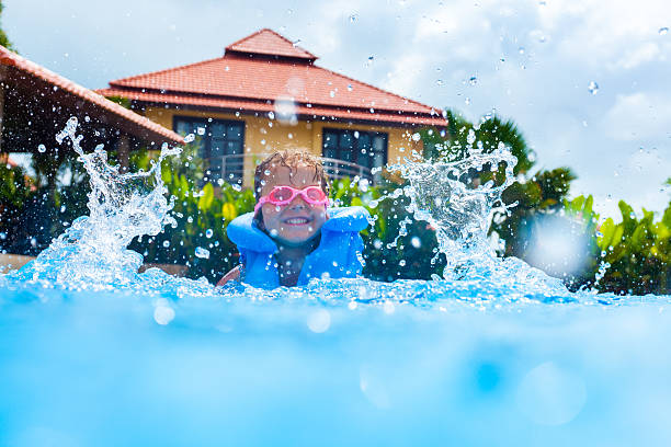 istock Smiling girl in swimming pool 471924407