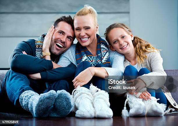 Happy Family Winter Portrait Stock Photo - Download Image Now - 10-11 Years, 30-34 Years, Adult