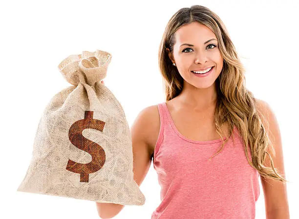 Photo of Woman holding money bag